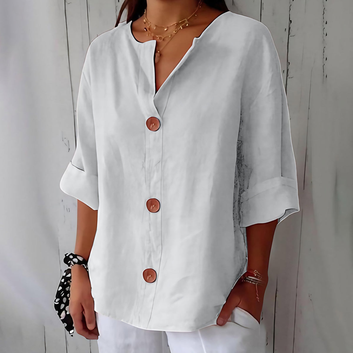 Chemise femme d'été coupe fluide, onze coloris, du S au 5XL, blanc