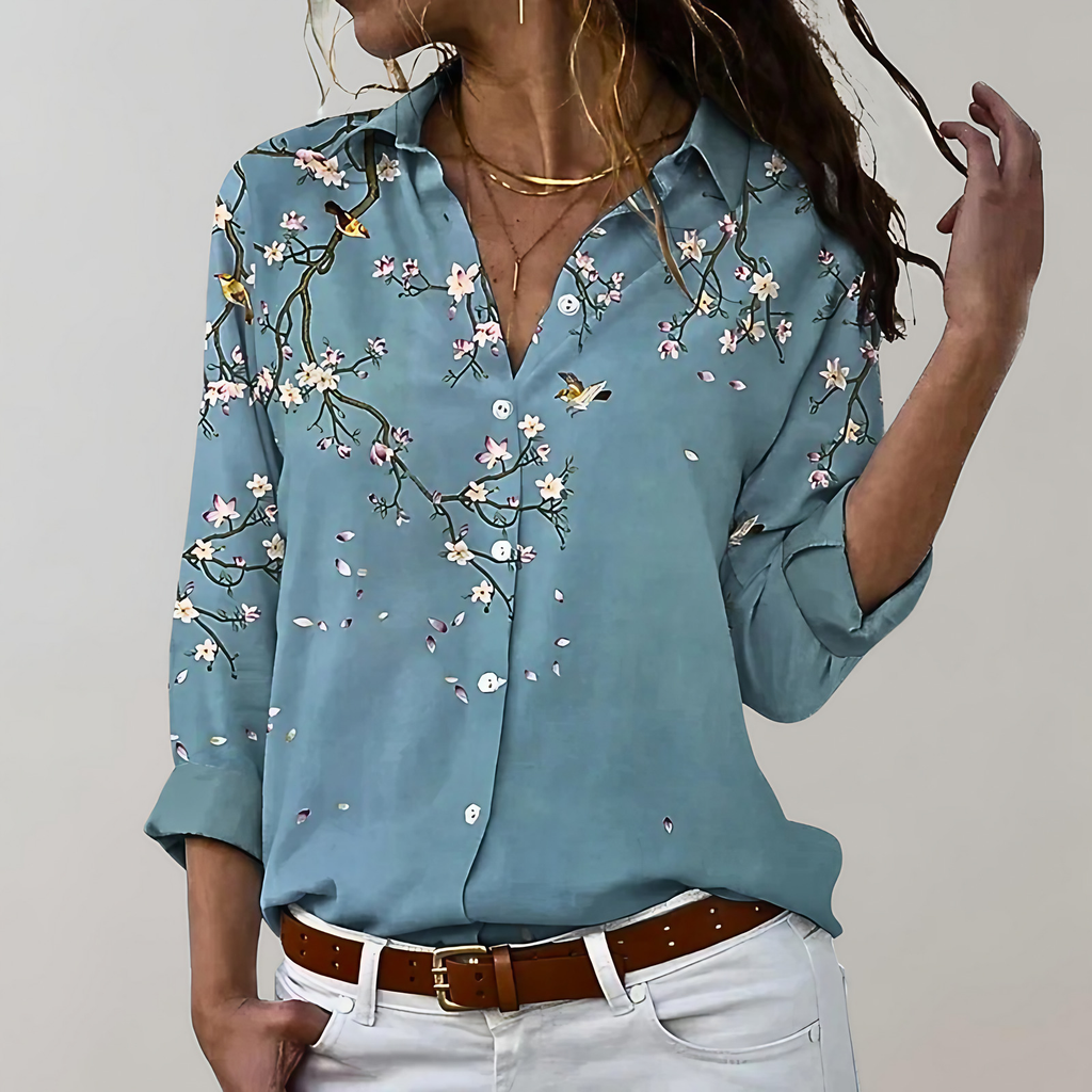 Chemise femme d'été à manches 3/4, du S au 5XL, bleu