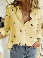 Chemise femme à manches longues, unie ou à pois, du S au 2XL, pois jaunes