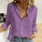 Chemise femme à manches longues, unie ou à pois, du S au 2XL, lilas