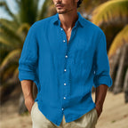 Chemise homme à manches longues, neuf coloris, du S au 3XL, bleu roi