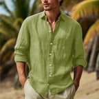 Chemise homme à manches longues, neuf coloris, du S au 3XL, vert