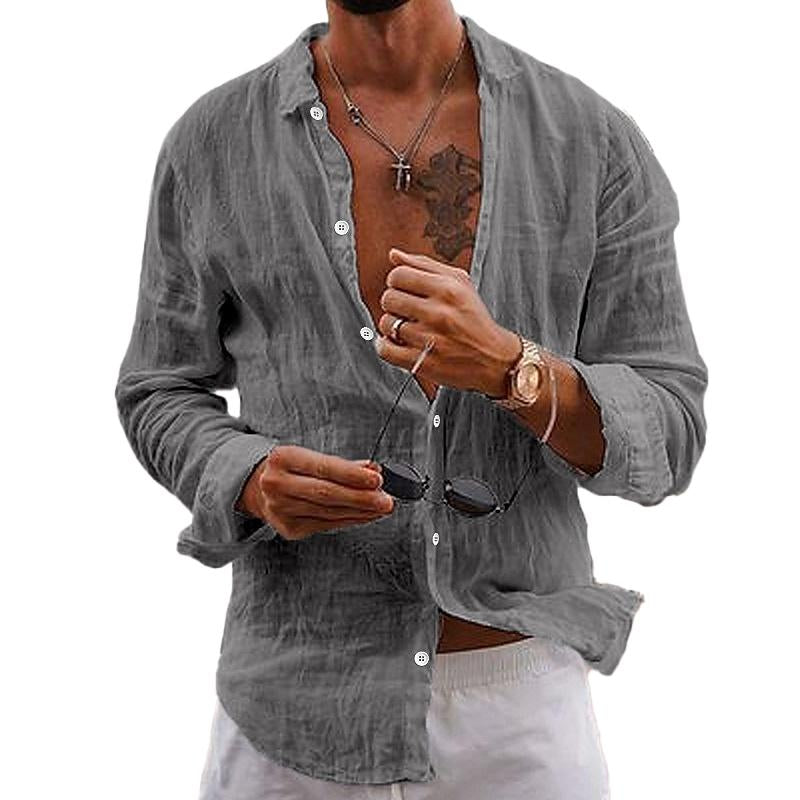 Chemise unie homme à col classique, coupe décontractée