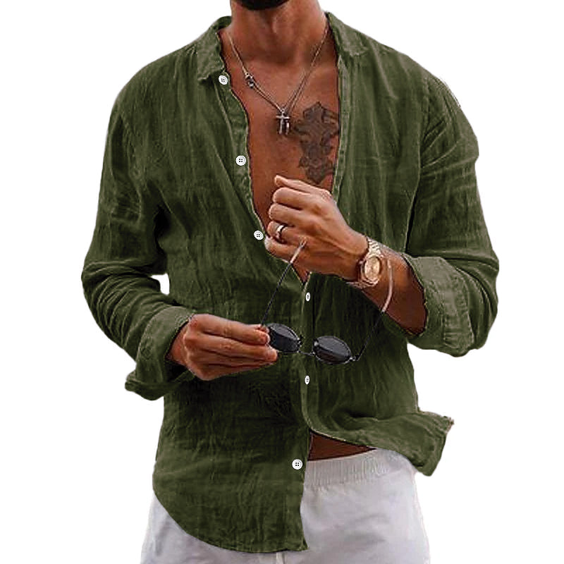 Chemise unie homme à col classique, coupe décontractée