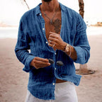 Chemise unie homme à col classique, coupe décontractée, bleu marine