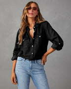 Chemise en jean femme à deux poches poitrine, du S au 2XL, noir