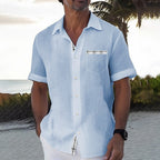 Chemise homme d'été, coupe décontractée, vert, bleu ou rose, bleu