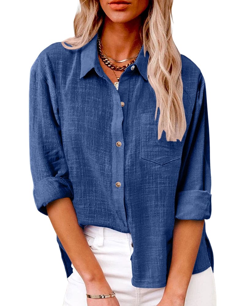 Chemise femme manches longues à poche poitrine, du S au 5XL