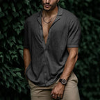 Chemise d'été homme boutonnée, onze coloris, du S au 3XL, gris