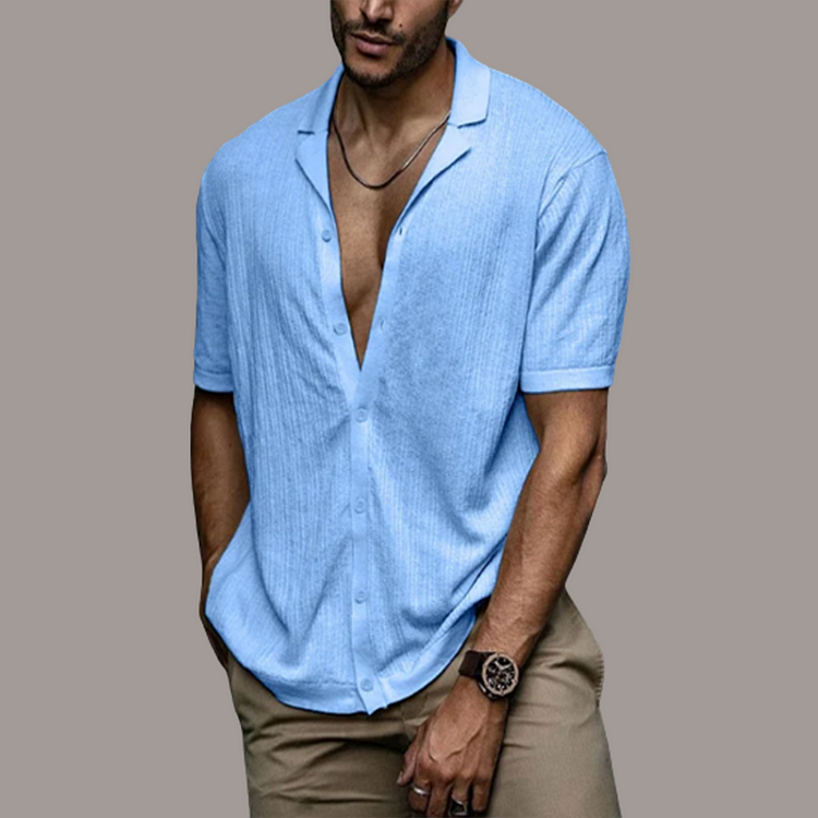 Chemise d'été homme boutonnée, onze coloris, du S au 3XL