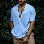 Chemise d'été homme boutonnée, onze coloris, du S au 3XL, bleu