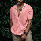 Chemise d'été homme boutonnée, onze coloris, du S au 3XL, rose