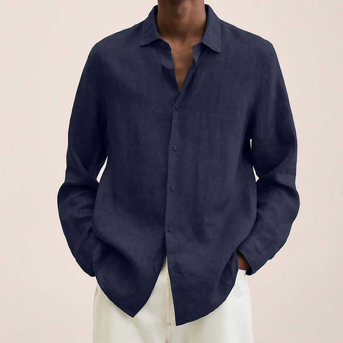 Chemise homme à manches longues, onze coloris, du XS au 4XL, bleu marine