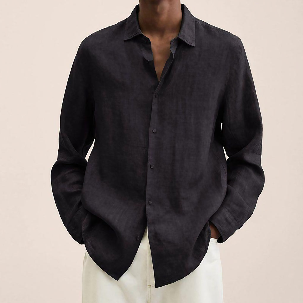 Chemise homme à manches longues, onze coloris, du XS au 4XL, noir
