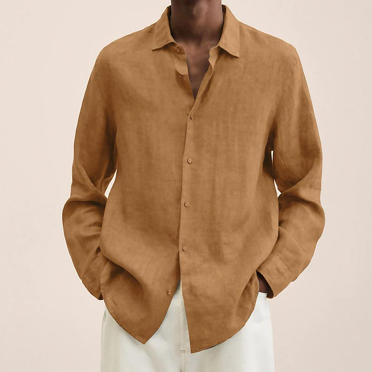 Chemise homme à manches longues, onze coloris, du XS au 4XL, or foncé