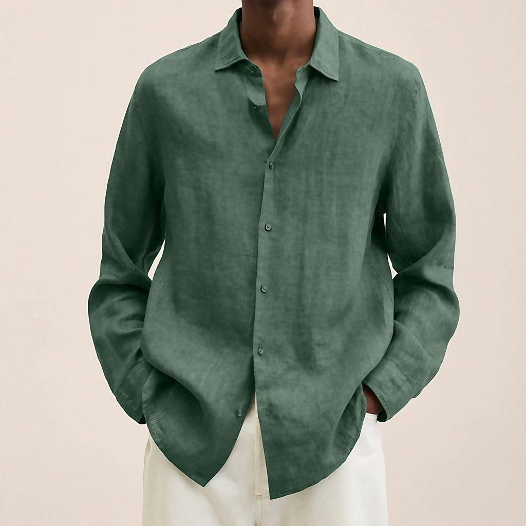 Chemise homme à manches longues, onze coloris, du XS au 4XL, vert