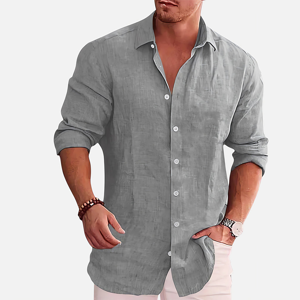 Chemise homme manches longues légère, coupe décontractée, gris