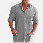 Chemise homme manches longues légère, coupe décontractée, gris