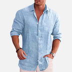 Chemise homme manches longues légère, coupe décontractée, bleu