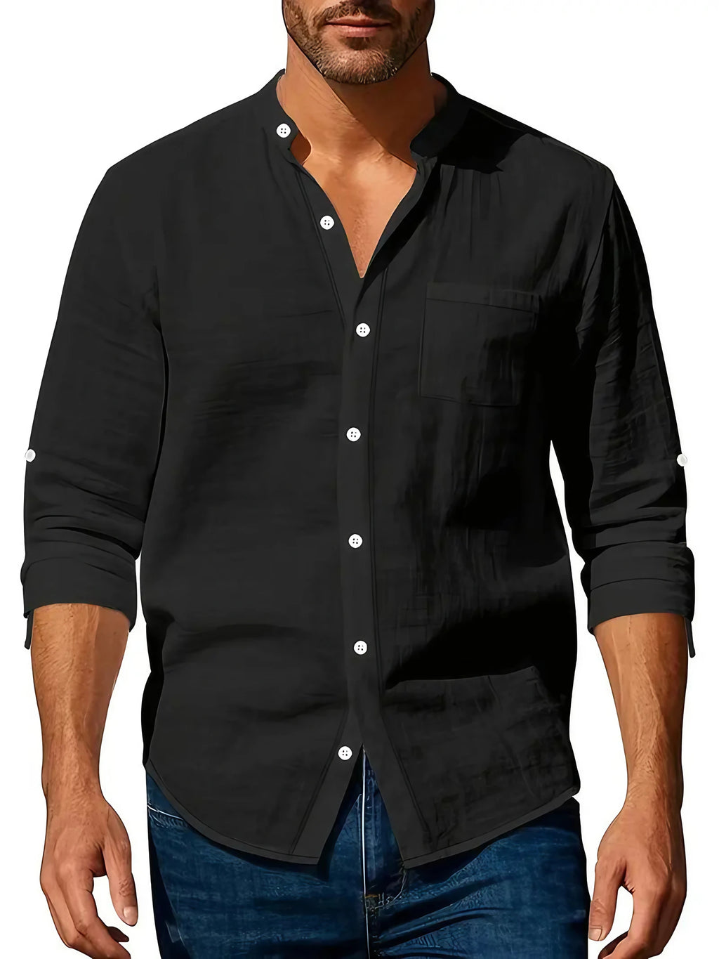Chemise légère homme pour l'été, cinq coloris, du S au 3XL, noir