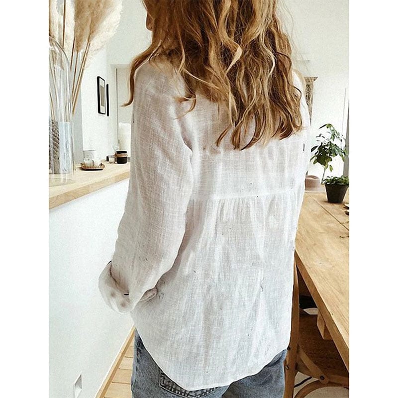 Chemise femme à col pointu, manches longues, du XS au 6XL