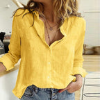 Chemise femme à col pointu, manches longues, du XS au 6XL, jaune