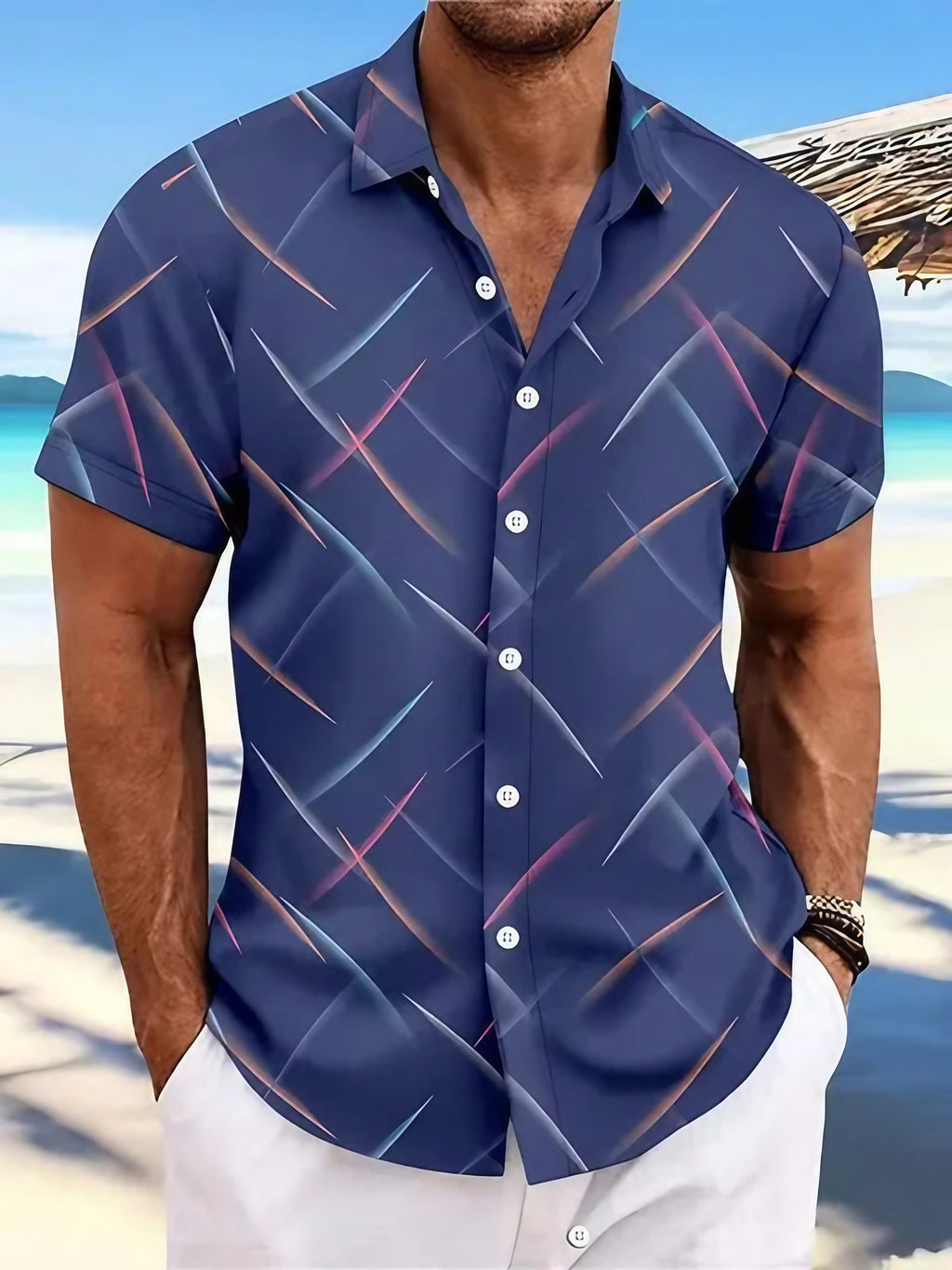 Chemise légère homme pour l'été, six coloris, du S au 3XL, pourpre