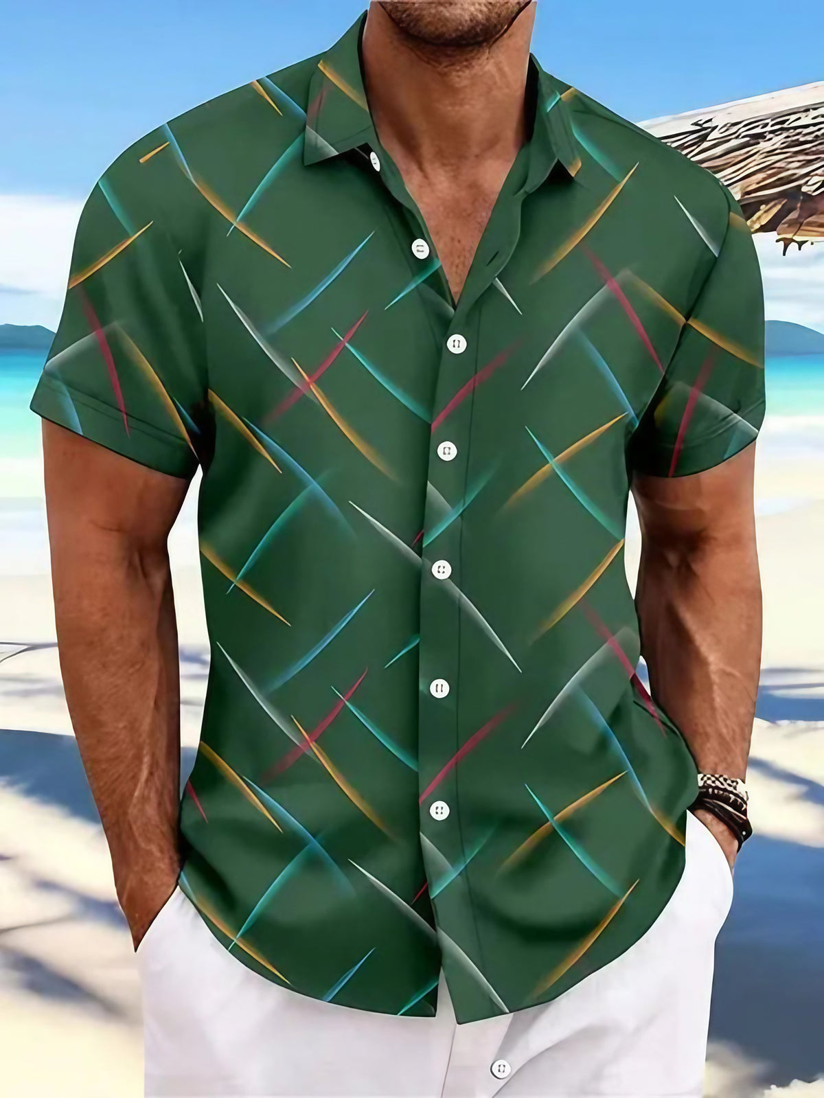 Chemise légère homme pour l'été, six coloris, du S au 3XL, vert