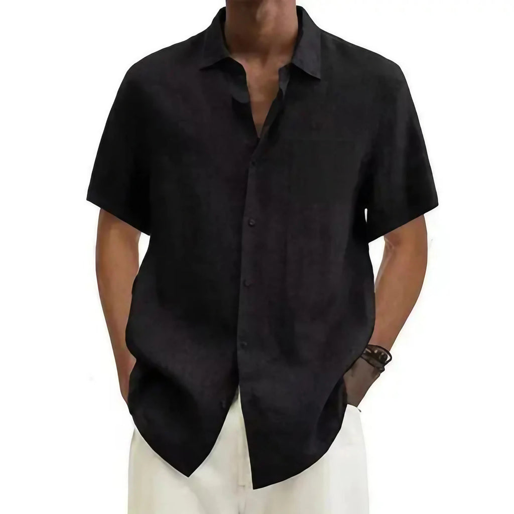 Chemise homme à manches courtes, légère, du S au 5XL, noir