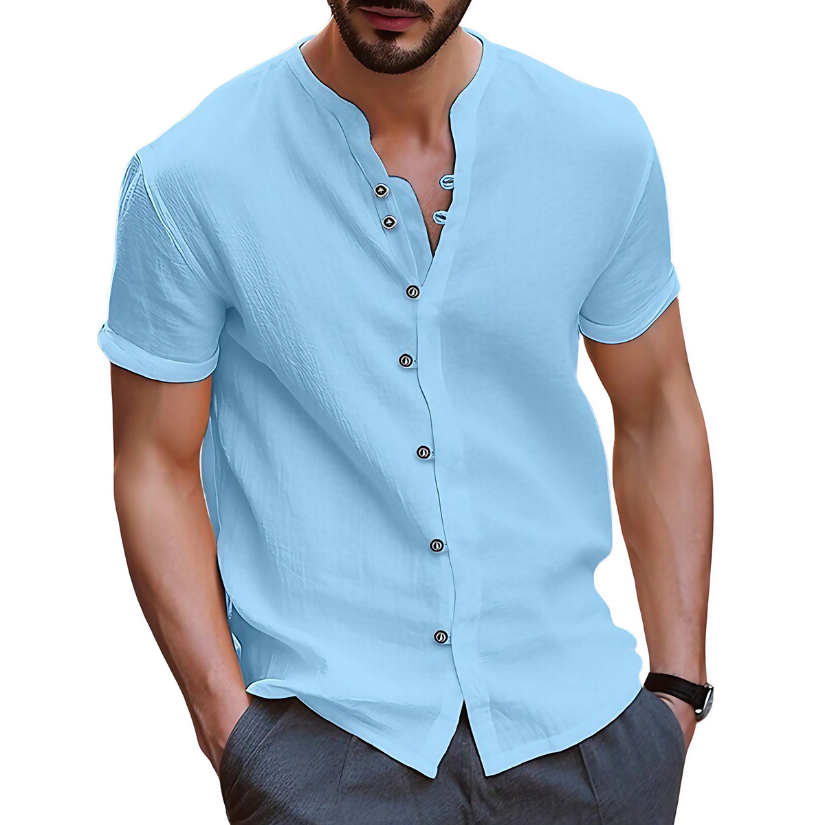 Chemise légère homme pour l'été, quatre coloris, S au 3XL, bleu clair