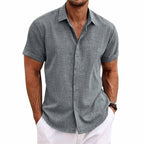 Chemise homme manches courtes, coupe ample, sept coloris, gris