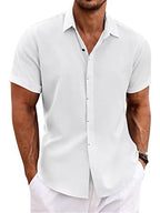 Chemise homme manches courtes, coupe ample, sept coloris, blanc