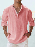 Chemise homme col Henley coupe slim, onze coloris