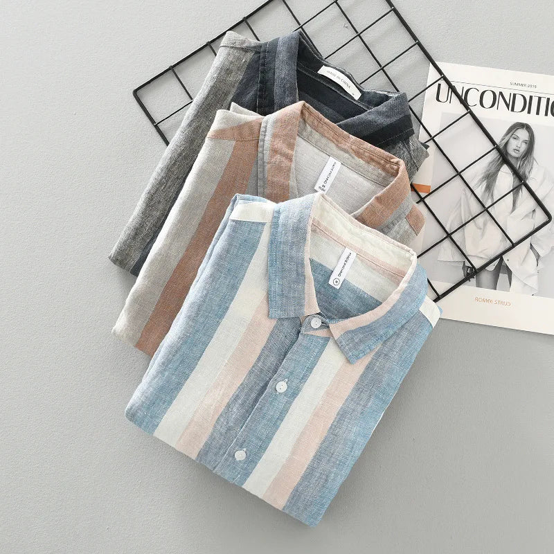 Chemise homme à rayures verticales, trois coloris