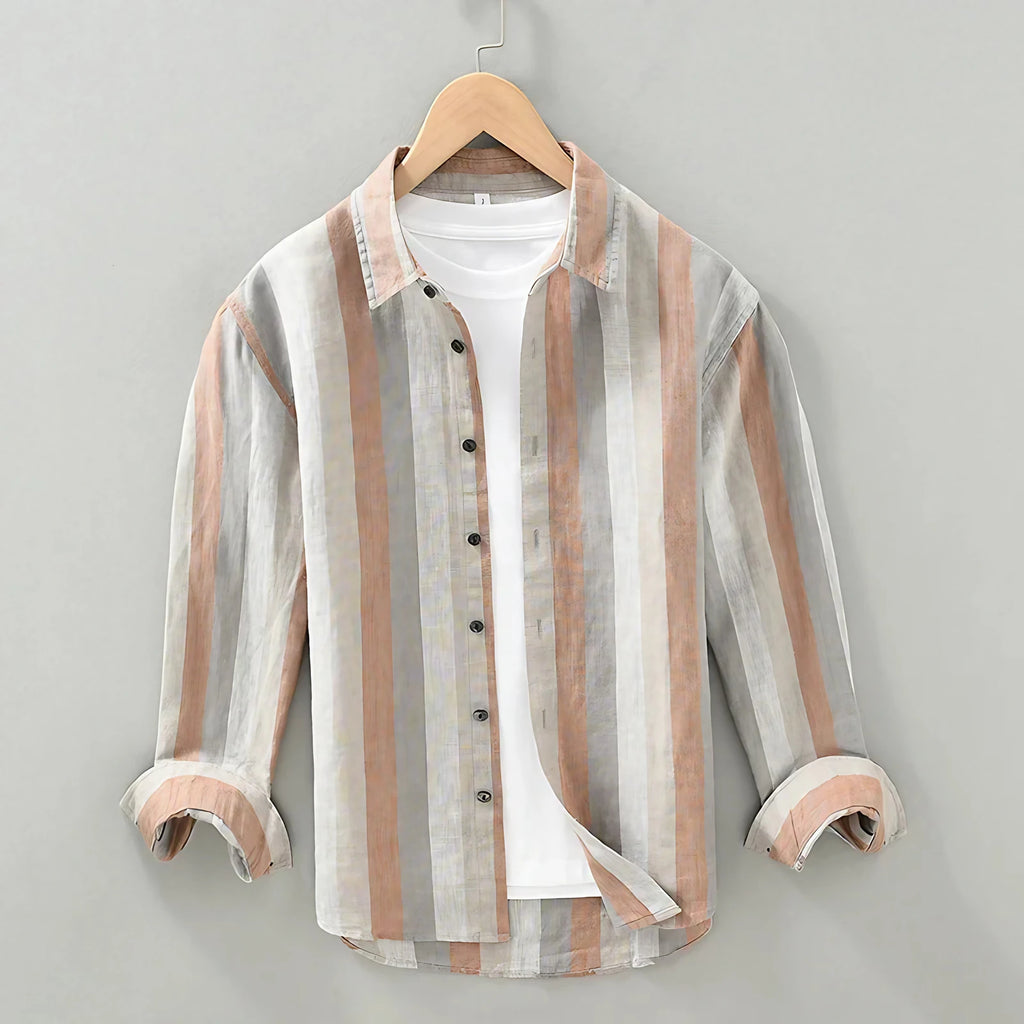 Chemise homme à rayures verticales, trois coloris, kaki
