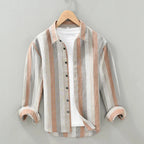 Chemise homme à rayures verticales, trois coloris, kaki