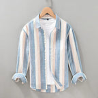 Chemise homme à rayures verticales, trois coloris, bleu