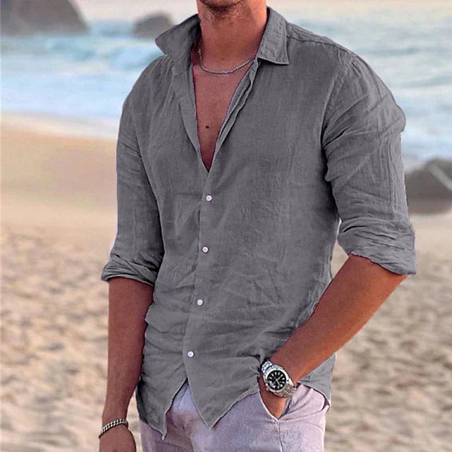 Chemise homme légère unie, quatre coloris, du S au 3XL, gris
