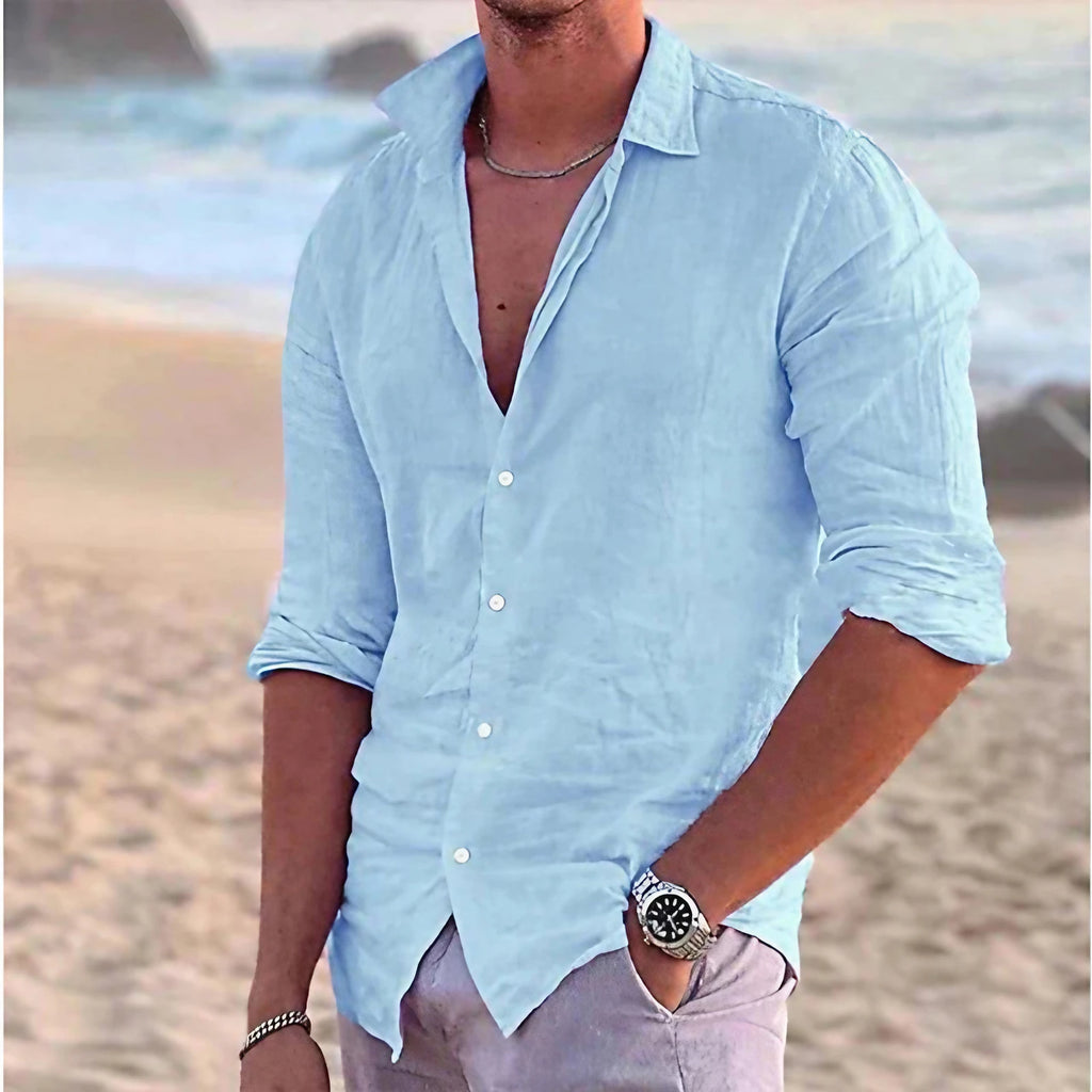 Chemise homme légère unie, quatre coloris, du S au 3XL, bleu