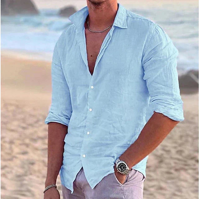 Chemise homme légère unie, quatre coloris, du S au 3XL, bleu