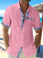 Chemise homme d'été coupe détendue, sept coloris, du S au 5XL, rose