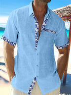 Chemise homme d'été coupe détendue, sept coloris, du S au 5XL, bleu clair