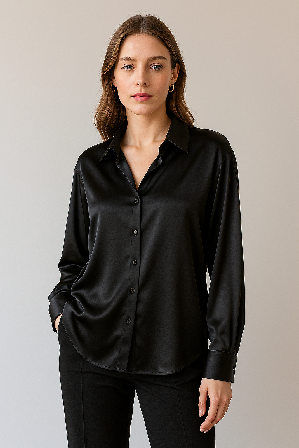 Chemise femme habillée, champagne, vert-gris, noir ou blanc, noir