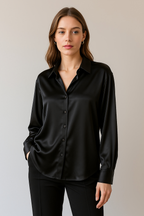 Chemise femme habillée, champagne, vert-gris, noir ou blanc, noir