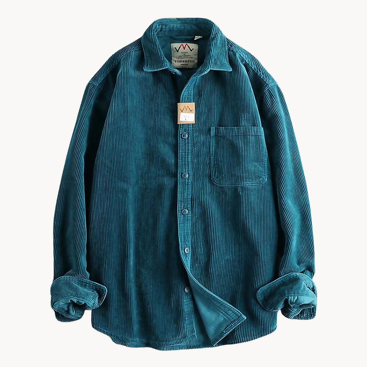 Chemise homme en velours côtelé, poches poitrine, dix coloris, bleu