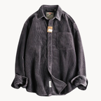 Chemise homme en velours côtelé, poches poitrine, dix coloris, rouge grisé