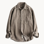 Chemise homme en velours côtelé, poches poitrine, dix coloris, marron clair