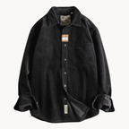 Chemise homme en velours côtelé, poches poitrine, dix coloris, noir