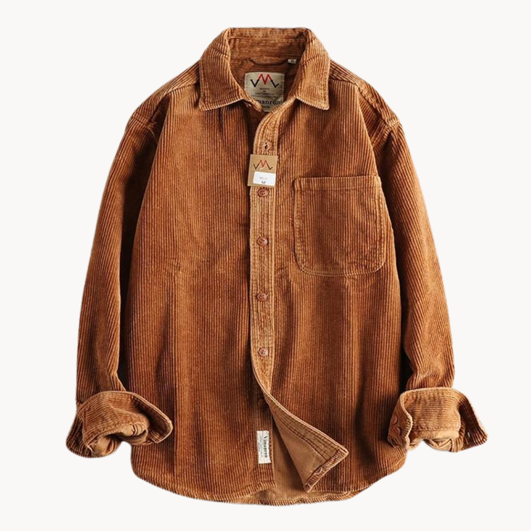 Chemise homme en velours côtelé, poches poitrine, dix coloris
