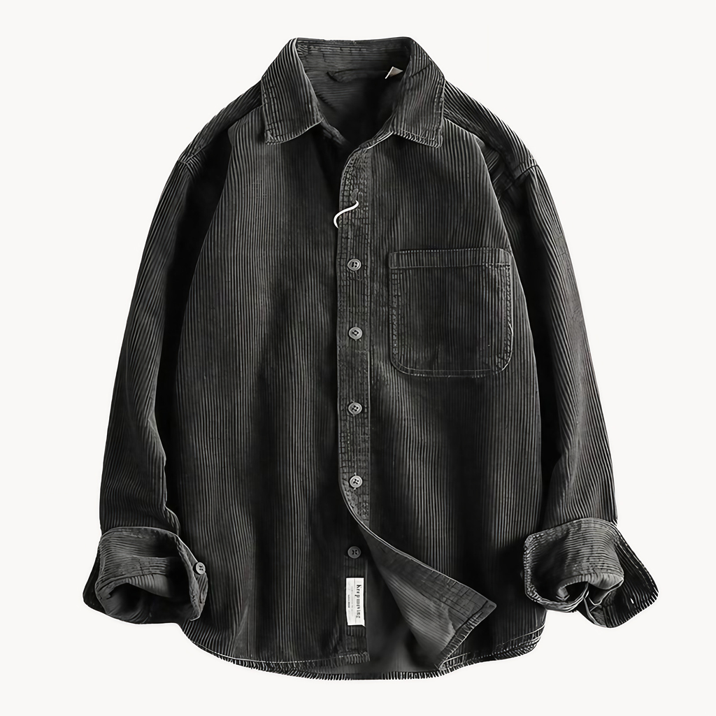Chemise homme en velours côtelé, poches poitrine, dix coloris, gris